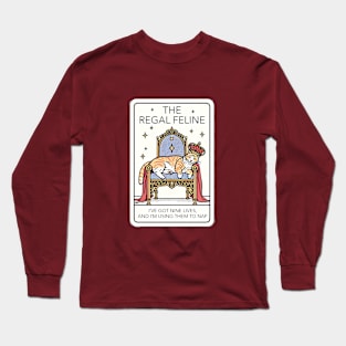 ‘The Regal Feline’ Nine Lives Cat Nap Tarot Inspired Design Long Sleeve T-Shirt